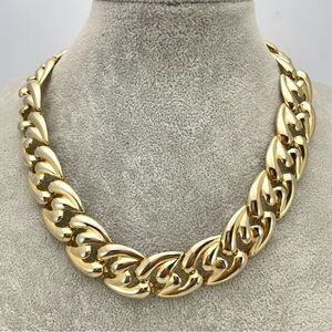 Vintage Gold Tone Chunky Link Statement Necklace
